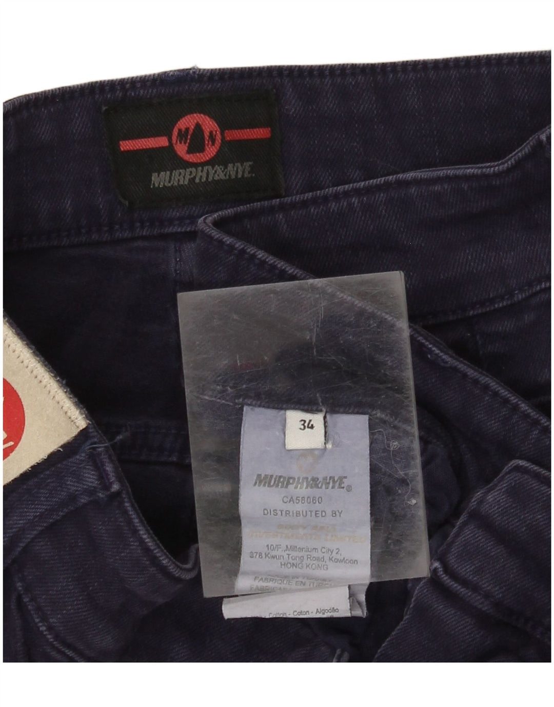 MURPHY & NYE Mens Slim Jeans W34 L34 Navy Blue Cotton