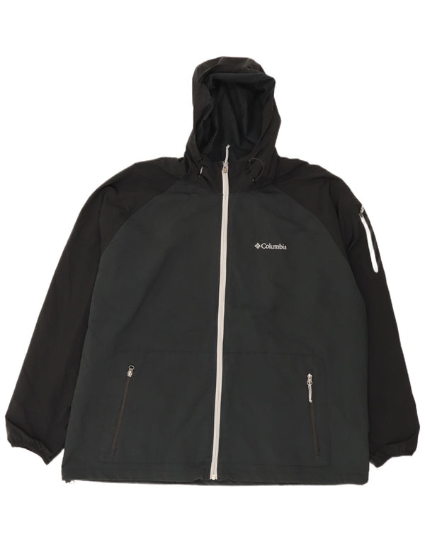 Columbia Mens Hooded Tracksuit Top Jacket 2XL Black Colourblock Polyester