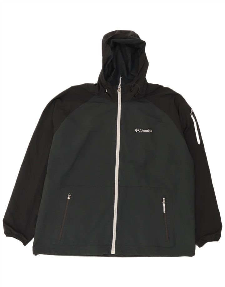 Columbia Mens Hooded Tracksuit Top Jacket 2XL Black Colourblock Polyester