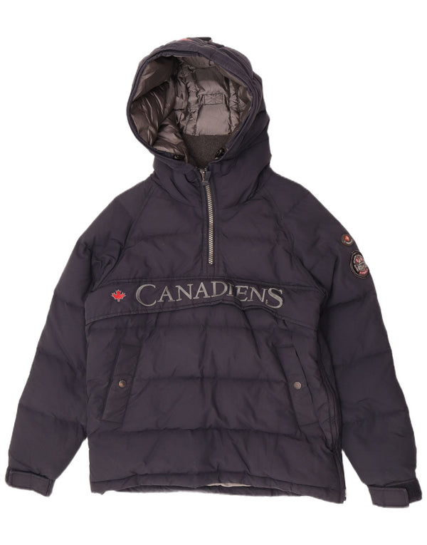 Canadiens Mens Hooded Anorak Padded Jacket UK 34 XS Navy Blue Cotton
