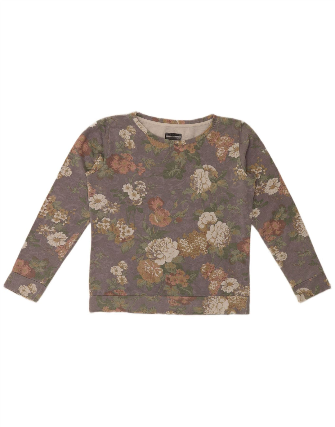 Brugi Womens Sweatshirt Jumper Medium Grey Floral Cotton