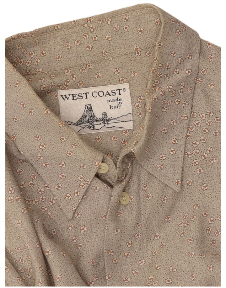 WEST COAST Mens Shirt Large Grey Floral
