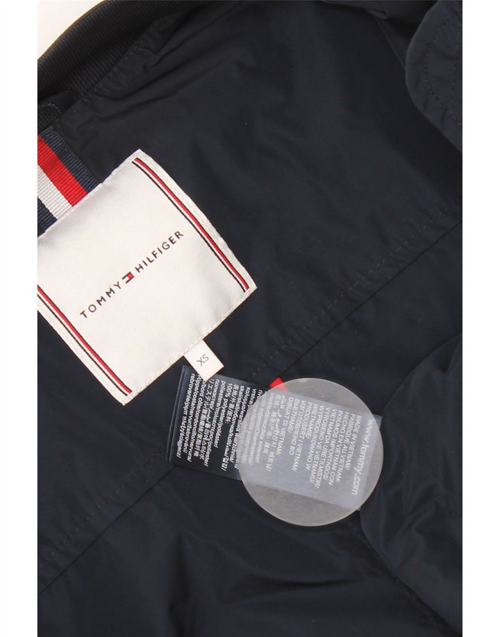 Tommy Hilfiger Womens Oversized Bomber Jacket UK 6 XS Navy Blue Colourblock