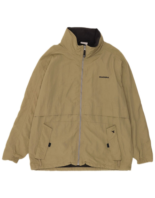 Diadora Mens Hooded Loose Fit Rain Jacket UK 36 Small Khaki Polyamide