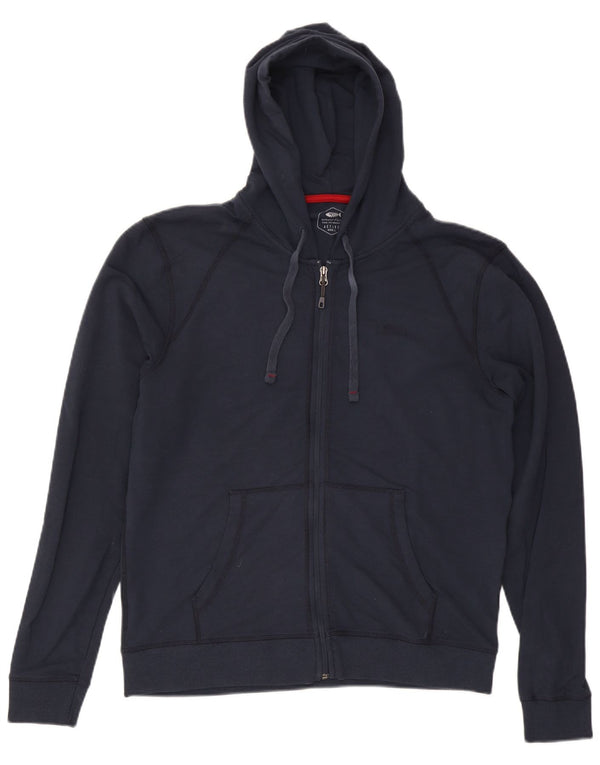 Weird Fish Mens Zip Hoodie Sweater Large Navy Blue Viscose