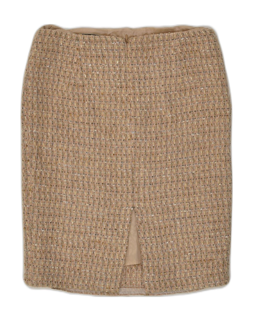 BLUMARINE Womens Knit Straight Skirt W30 Medium Brown Check Virgin Wool | Vintage Blumarine | Thrift | Second-Hand Blumarine | Used Clothing | Messina Hembry 