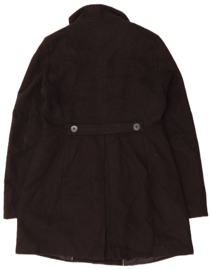 Zara Womens Trafaluc Double Breasted Coat UK 14 Large Black Polyester