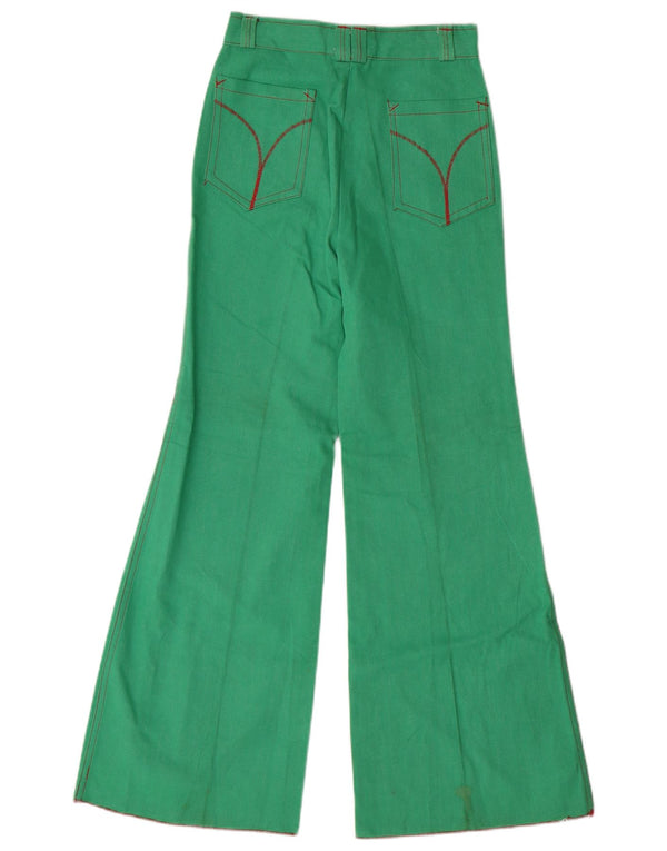 Chic Womens Flare Casual Trousers IT 40 Small W24 L28 Green