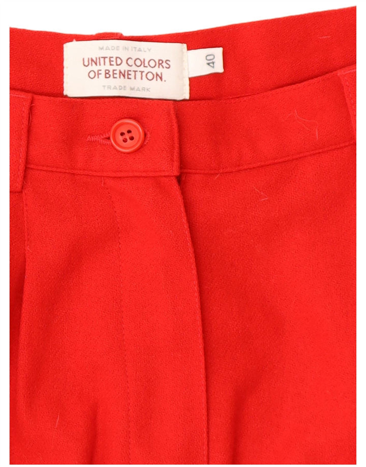 BENETTON Womens High Waist Pegged Casual Shorts IT 40 Small W24 Red Wool