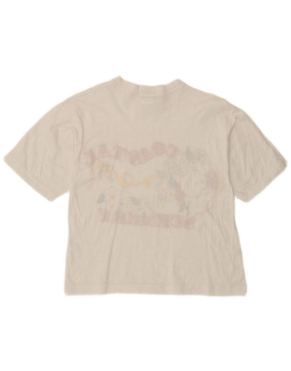 Vintage Womens Graphic T-Shirt Top UK 4 XS White Cotton Tropical