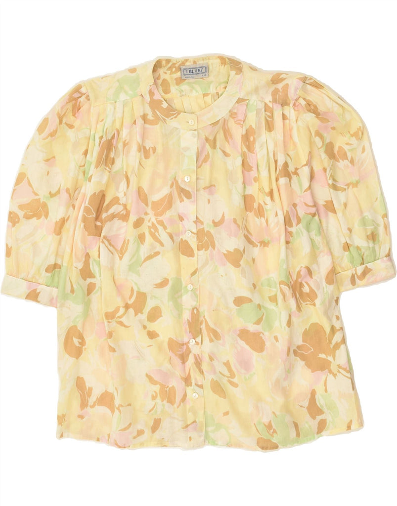 I BLUES Womens 3/4 Sleeve Shirt Blouse IT 42 Medium Yellow Floral | Vintage i Blues | Thrift | Second-Hand i Blues | Used Clothing | Messina Hembry 