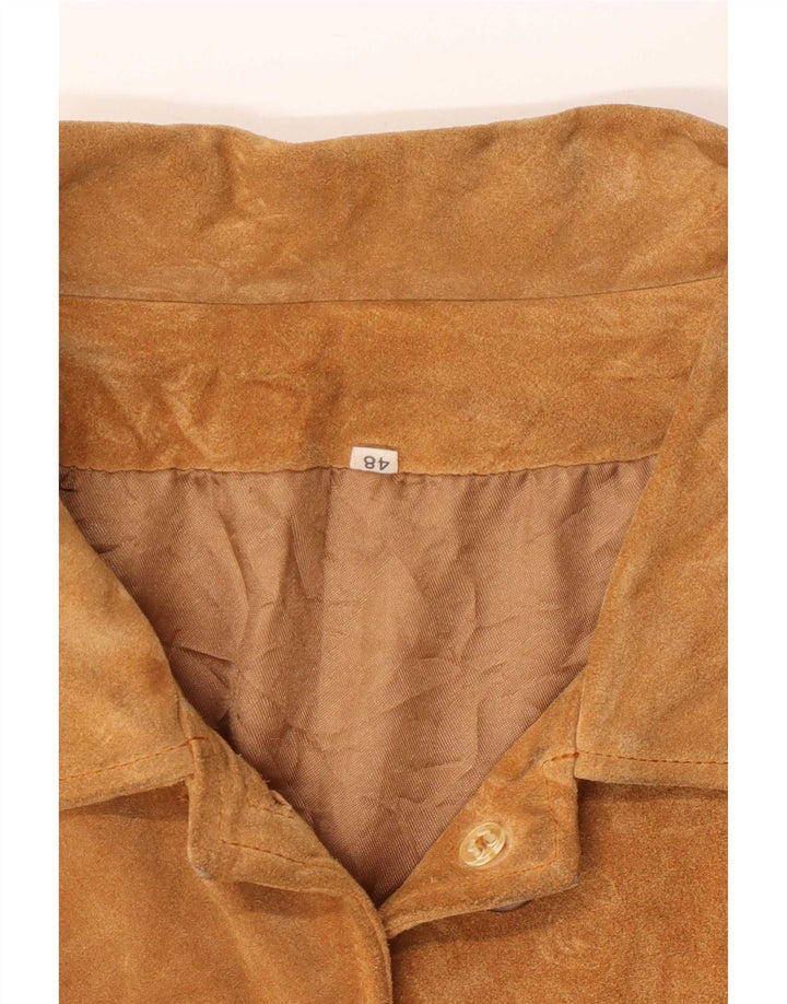 Vintage Womens Suede Jacket IT 48 XL Beige Leather