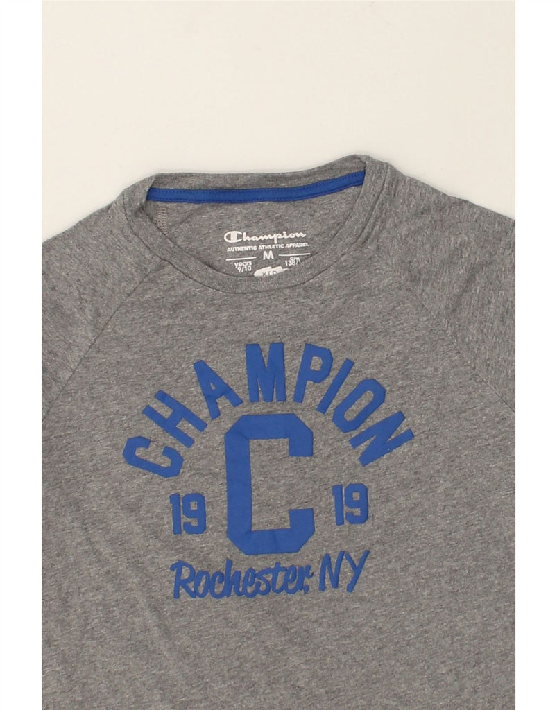 CHAMPION Boys Graphic Top Long Sleeve 9-10 Years Medium  Grey Cotton | Vintage Champion | Thrift | Second-Hand Champion | Used Clothing | Messina Hembry 