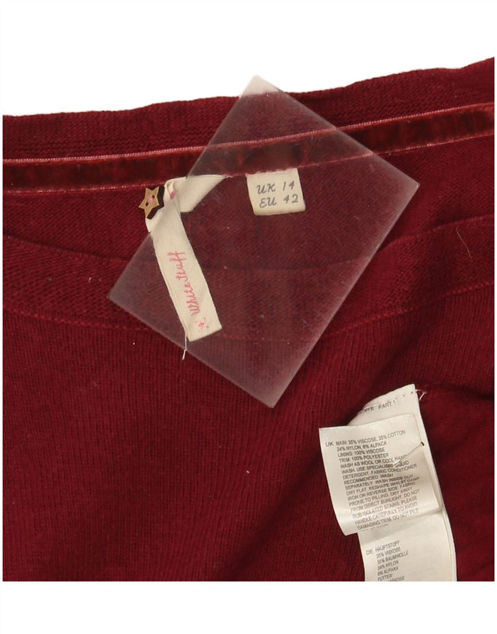 White Stuff Womens Jumper Dress UK 14 Medium Burgundy Viscose