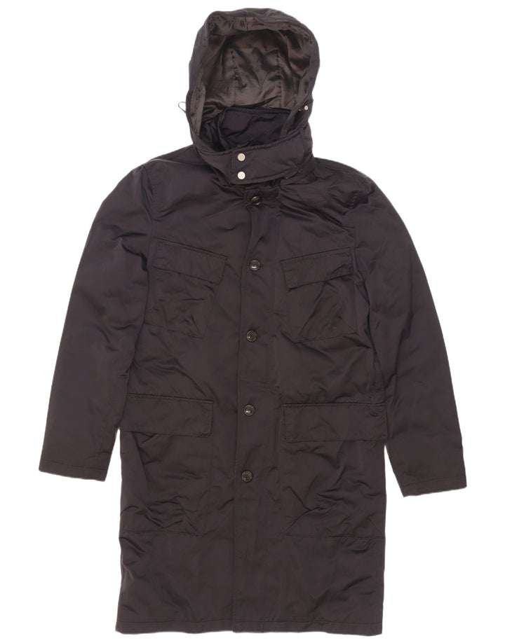 Zara Mens Hooded Padded Coat UK 38 Medium Navy Blue Polyester