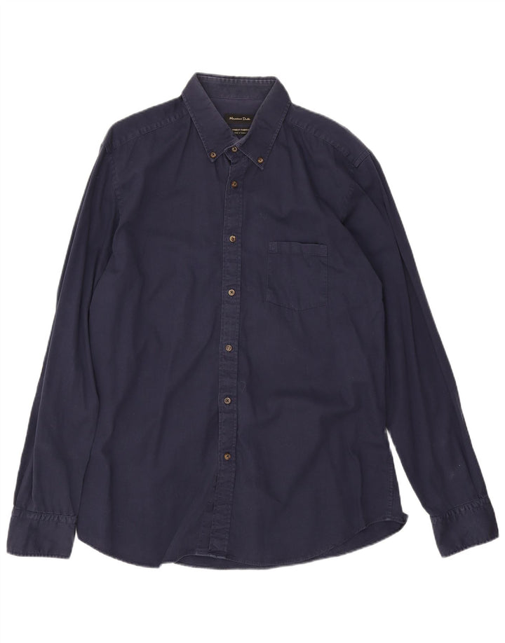 Massimo Dutti Mens Shirt XL Navy Blue