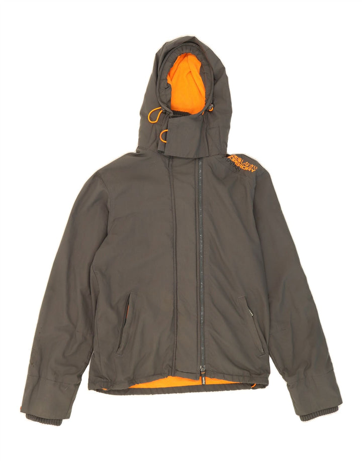 SUPERDRY Womens The Windcheater Hooded Windbreaker Jacket UK 16 Large Grey Vintage Superdry and Second-Hand Superdry from Messina Hembry 