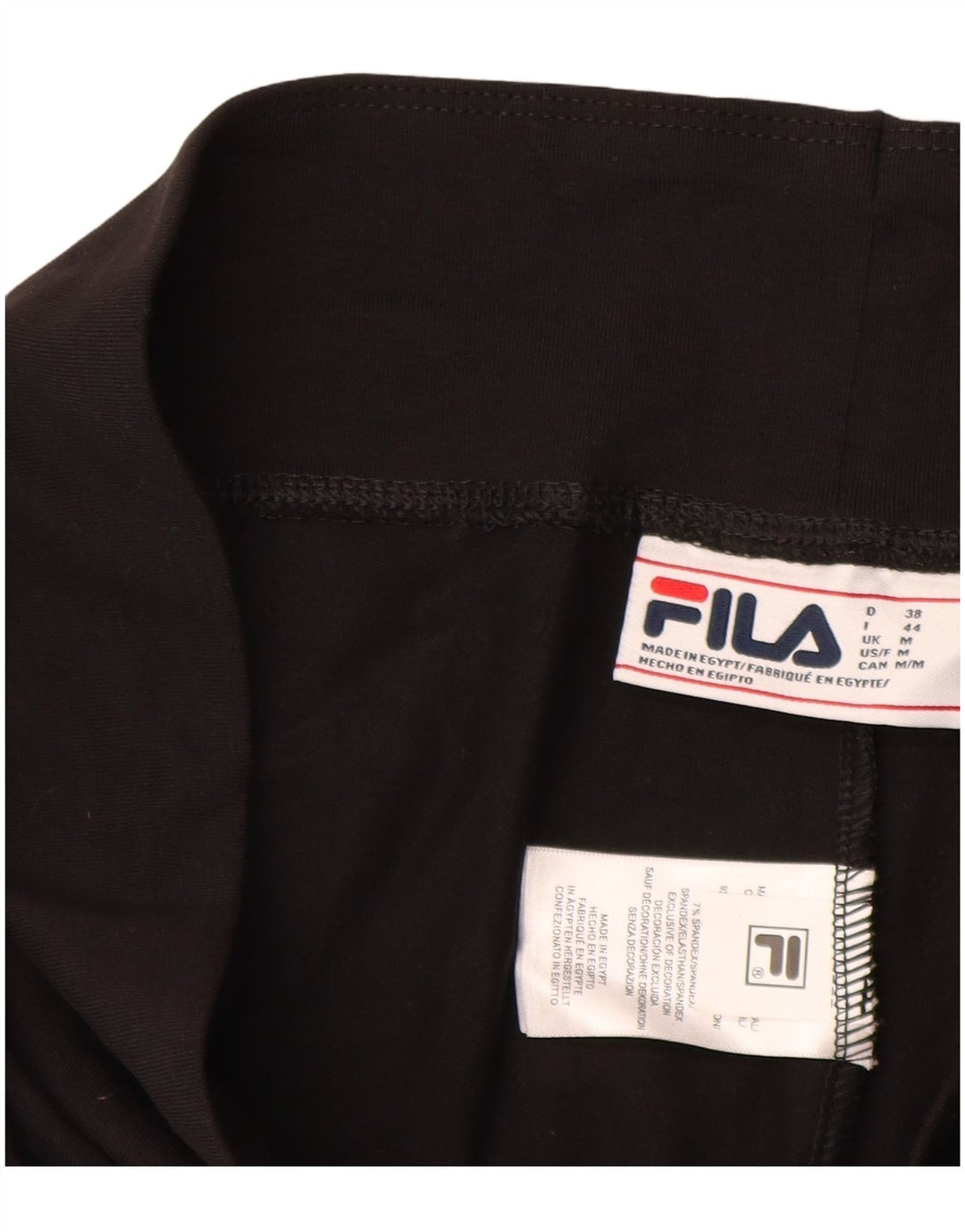 FILA Womens Graphic Leggings UK 12 Medium Black Cotton