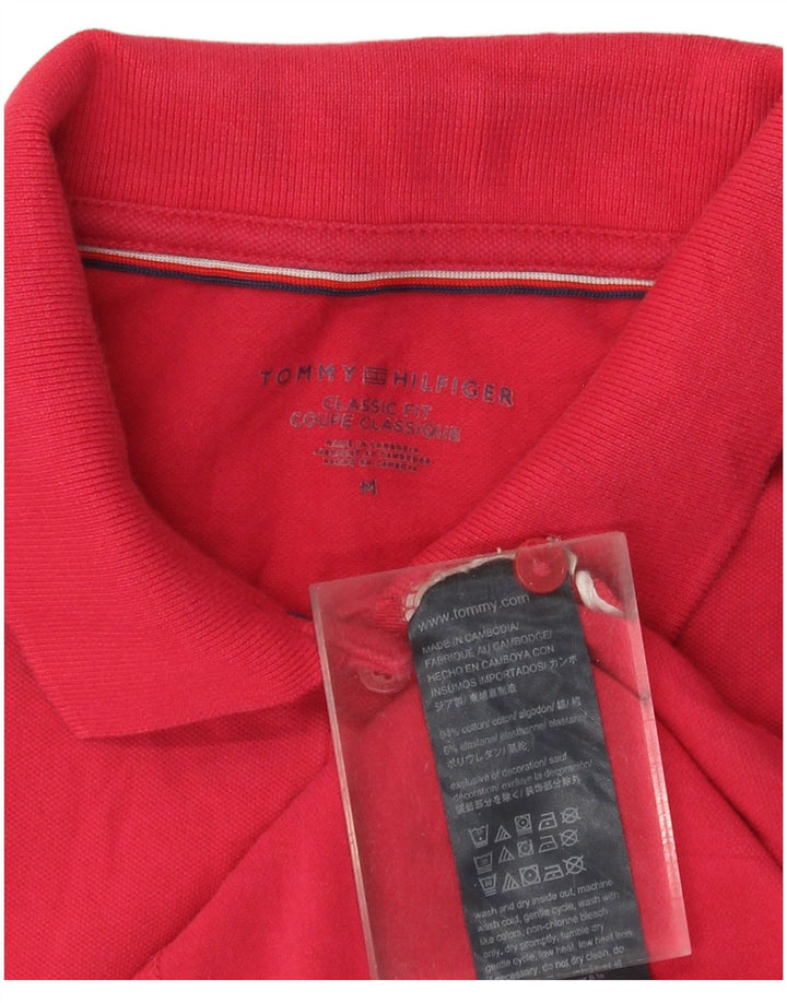 TOMMY HILFIGER Womens Classic Fit Polo Shirt UK 12 Medium Red Cotton