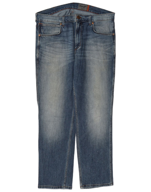Wrangler Mens Greensboro Straight Jeans W36 L30 Blue Cotton