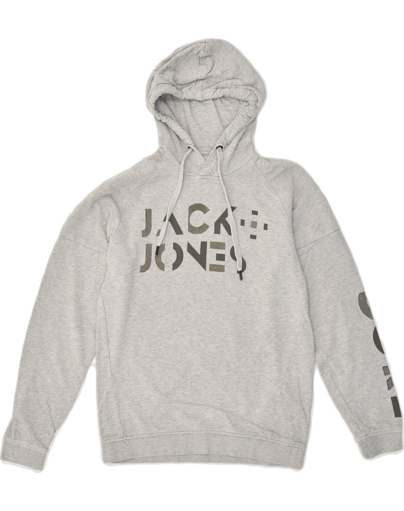 JACK & JONES Mens Core Graphic Hoodie Jumper Small Grey Cotton | Vintage Jack & Jones | Thrift | Second-Hand Jack & Jones | Used Clothing | Messina Hembry 