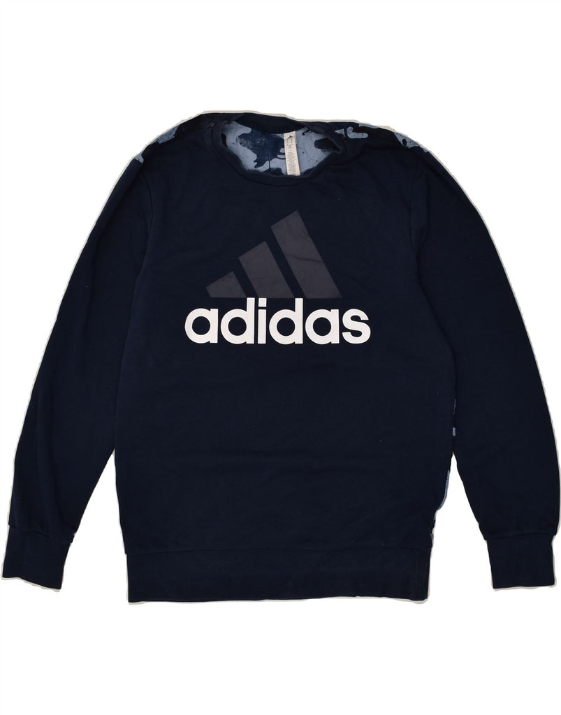 ADIDAS Mens Graphic Sweatshirt Jumper Medium Navy Blue Camouflage Cotton | Vintage Adidas | Thrift | Second-Hand Adidas | Used Clothing | Messina Hembry 