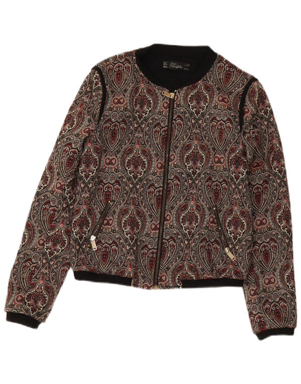 Zara Womens Crop Bomber Jacket UK 10 Small Multicoloured Paisley