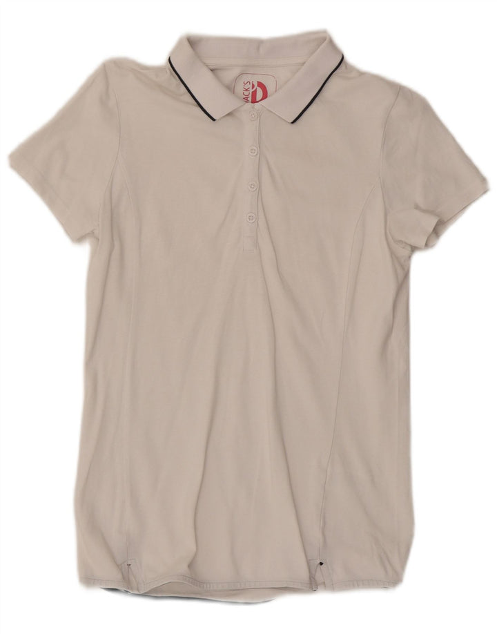 Dack's Womens Polo Shirt UK 12 Medium White Cotton