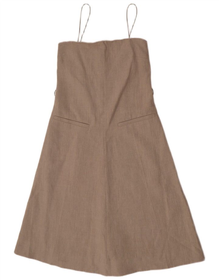 Cos Womens Asymmetric Slip Dress EU 36 Small Beige Linen