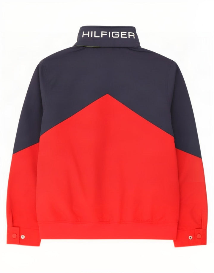 Tommy Hilfiger Mens Hooded Bomber Jacket UK 38 Medium Navy Blue Colourblock