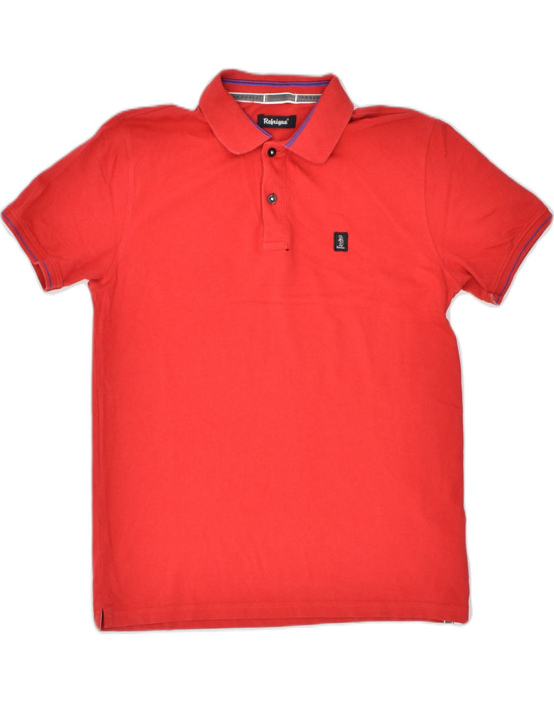 REFRIGUE Mens Polo Shirt Medium Red Cotton | Vintage | Thrift | Second-Hand | Used Clothing | Messina Hembry 