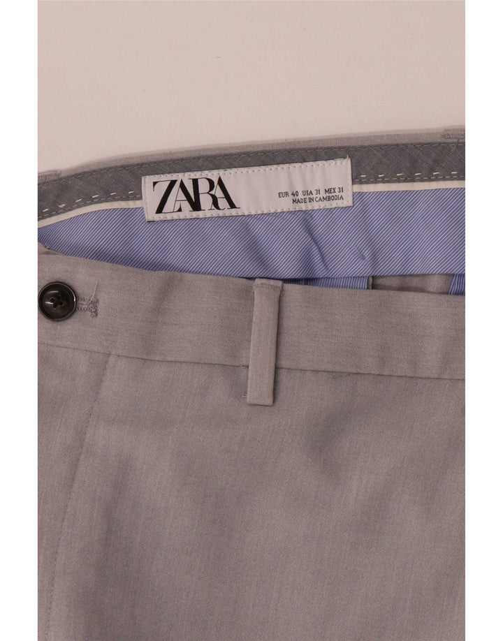 Zara Mens Tapered Regular Chino Trousers EU 40 Medium W31 L25 Grey