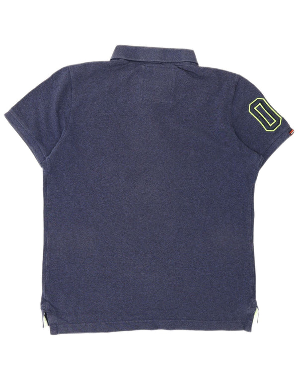 Superdry Mens Graphic Polo Shirt XL Navy Blue Cotton