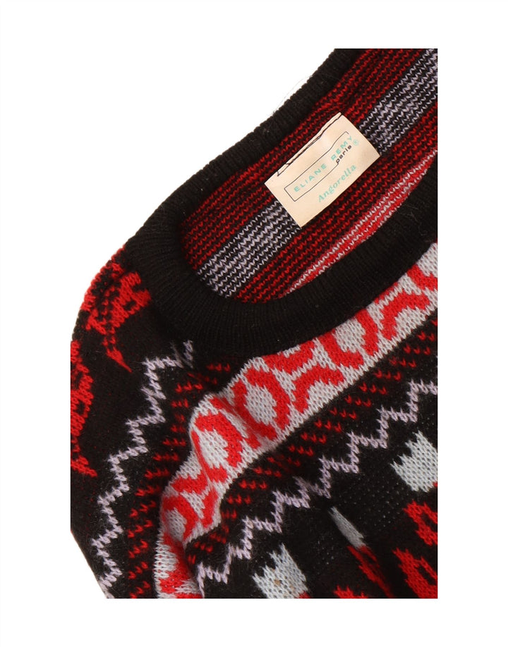 Vintage Mens Crew Neck Jumper Sweater Medium Multicoloured Floral Acrylic