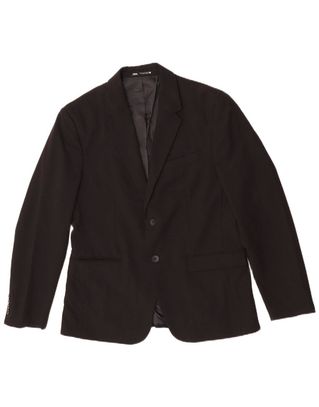 Zara Mens 2 Button Blazer Jacket EU 52 Large Black Polyester