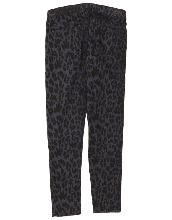 Guess Womens Beverly Skinny Jeans W30 L29 Navy Blue Animal Print Cotton