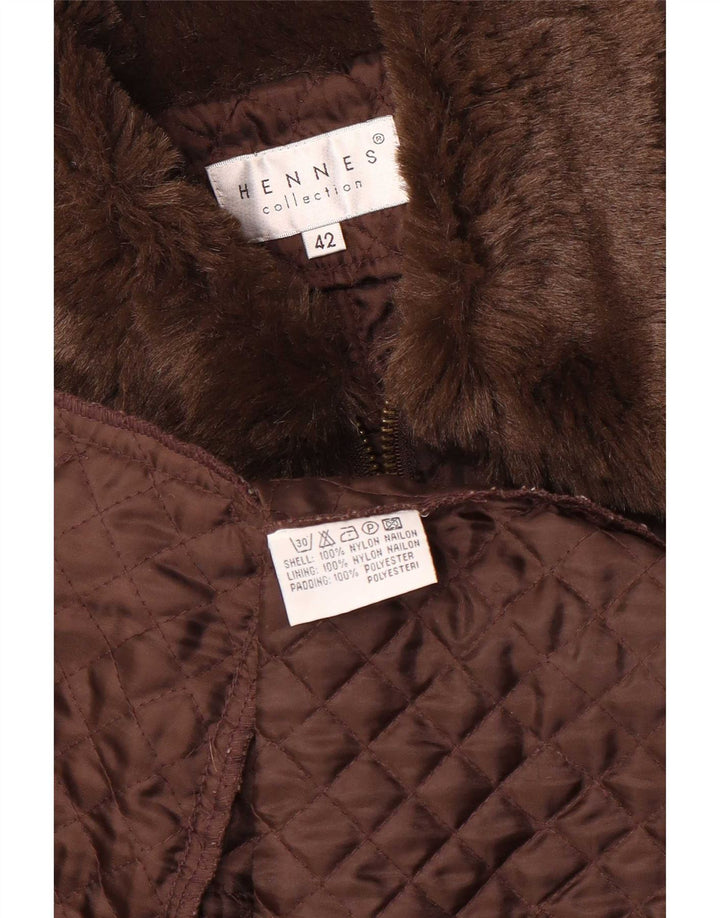 Hennes Womens Quilted Jacket IT 42 Medium Brown Nylon