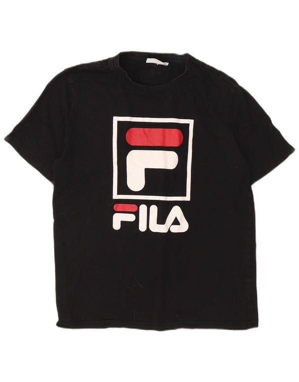 Fila Mens Graphic T-Shirt Top XS Black Cotton