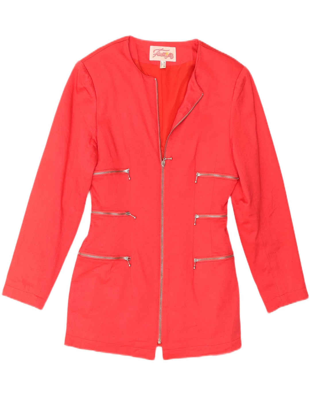 Vintage Womens Full Zip Blazer Jacket UK 8 Small Red Viscose