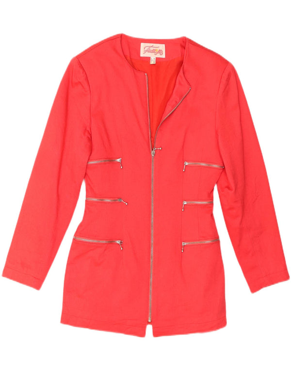 Vintage Womens Full Zip Blazer Jacket UK 8 Small Red Viscose