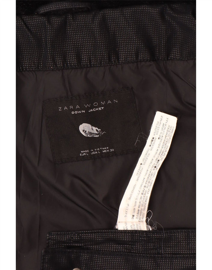 Zara Womens Padded Jacket UK 14 Large Black Acrylic