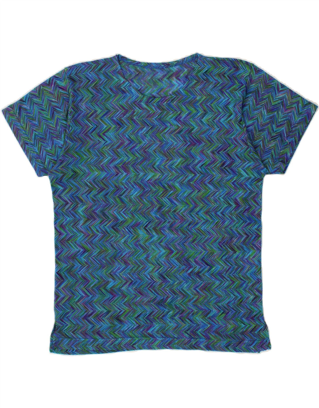 VINTAGE Womens T-Shirt Top UK 18 XL Blue Chevron Vintage Vintage and Second-Hand Vintage from Messina Hembry 