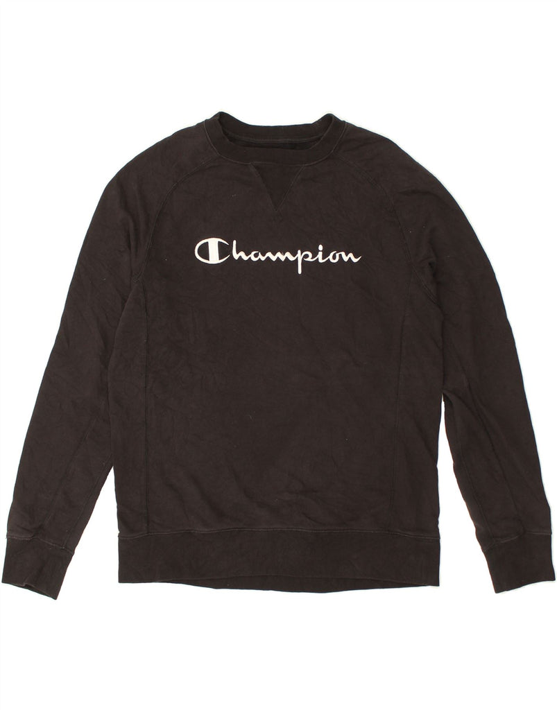 CHAMPION Mens Graphic Sweatshirt Jumper Small Black Cotton | Vintage Champion | Thrift | Second-Hand Champion | Used Clothing | Messina Hembry 