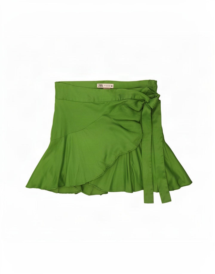 Zara Womens Mini Wrap Skirt Large W30 Green