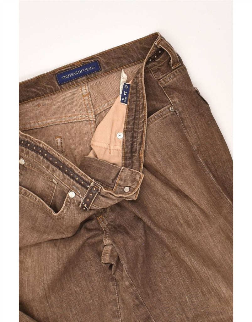 TRUSSARDI Mens Bootcut Jeans W32 L26  Brown Cotton | Vintage Trussardi | Thrift | Second-Hand Trussardi | Used Clothing | Messina Hembry 