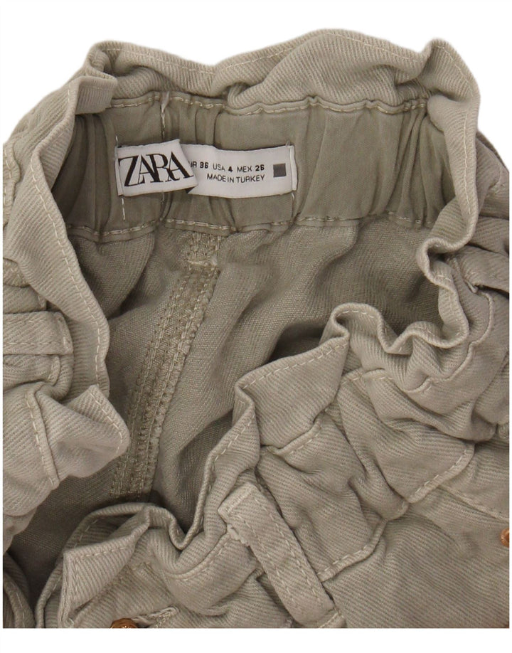 ZARA Womens High Waist Tapered Casual Trousers EU 36 XS W26 L26 Grey