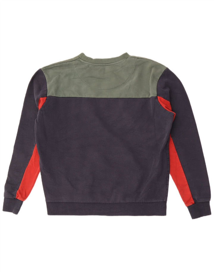Karl Kani Mens Graphic Sweatshirt Jumper Small Navy Blue Colourblock