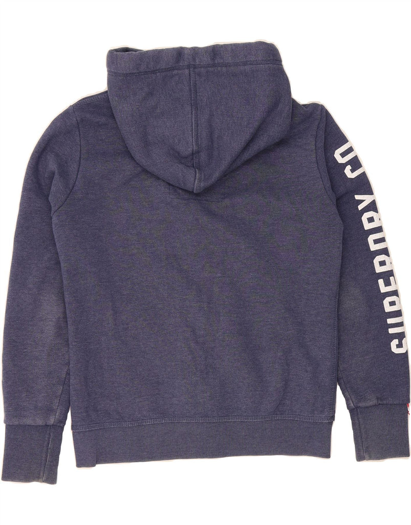SUPERDRY Mens Graphic Zip Hoodie Sweater Large Blue Cotton Vintage Superdry and Second-Hand Superdry from Messina Hembry 