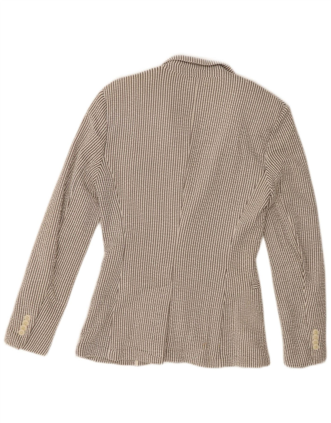 ZARA Mens 2 Button Blazer Jacket UK 36 Small Grey Striped Polyester