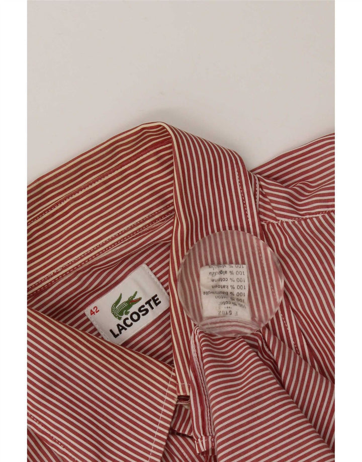Lacoste Mens Shirt Size 42 Large Red Striped Cotton